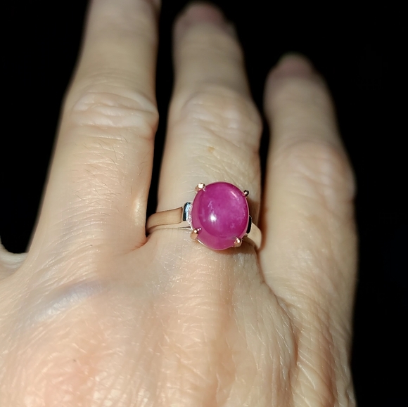 Star Ruby Sterling & Gold solitaire ring sz7 - Picture 8 of 12